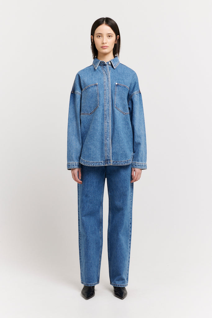 Aurora Shirt | Light Wash Oversized Denim Shirt | Henne