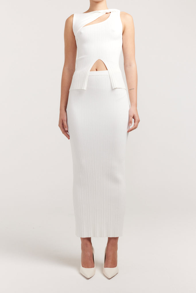 Romee Knit Skirt | White Maxi Skirt | Henne