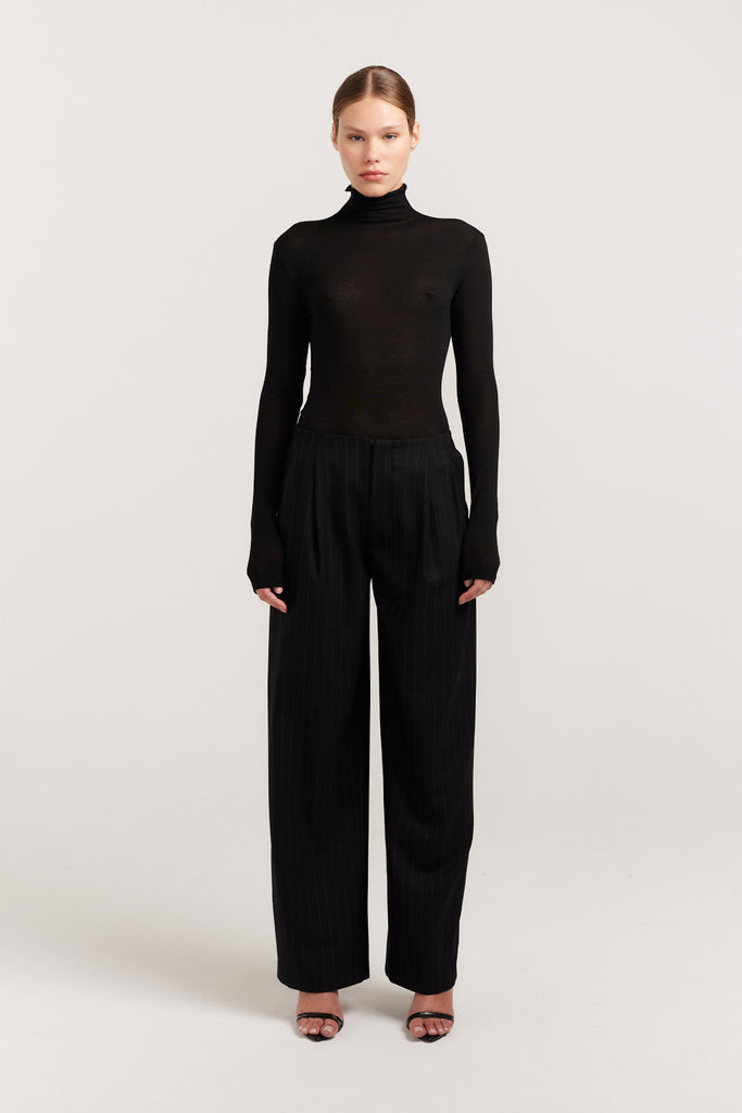 Perola Sheer Skivvy | Black Turtleneck Long Sleeve Top | Henne