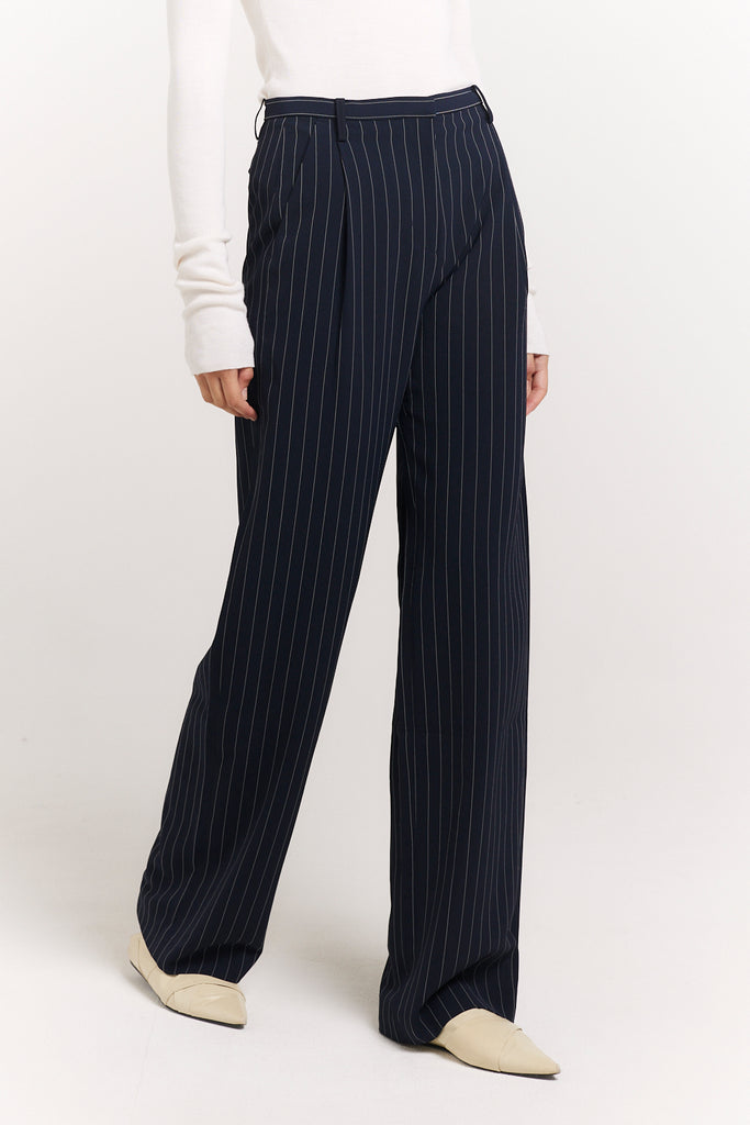 Eden Pant | Navy Pinstripe Pant | Henne