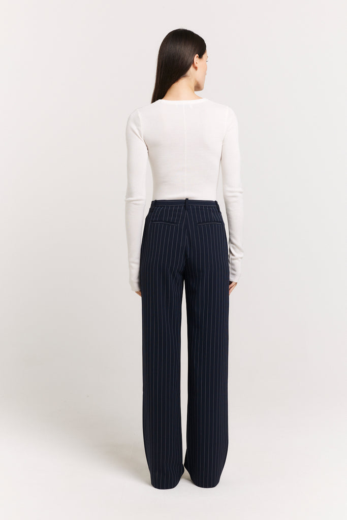 Eden Pant | Navy Pinstripe Pant | Henne