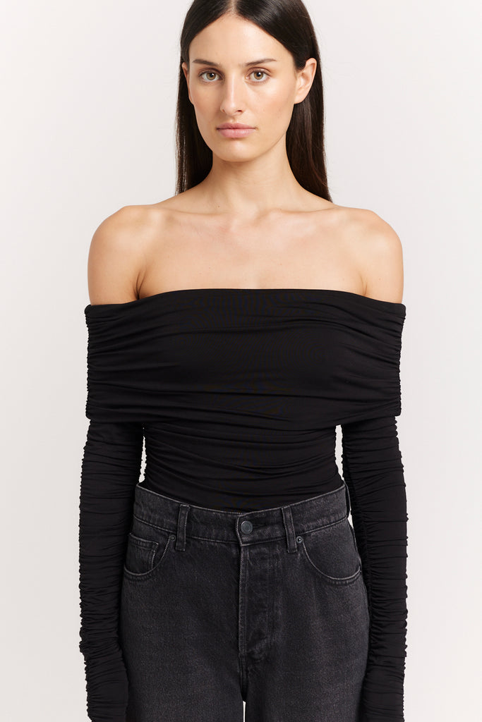 Lauretta Top | Black Off Shoulder Top | Henne