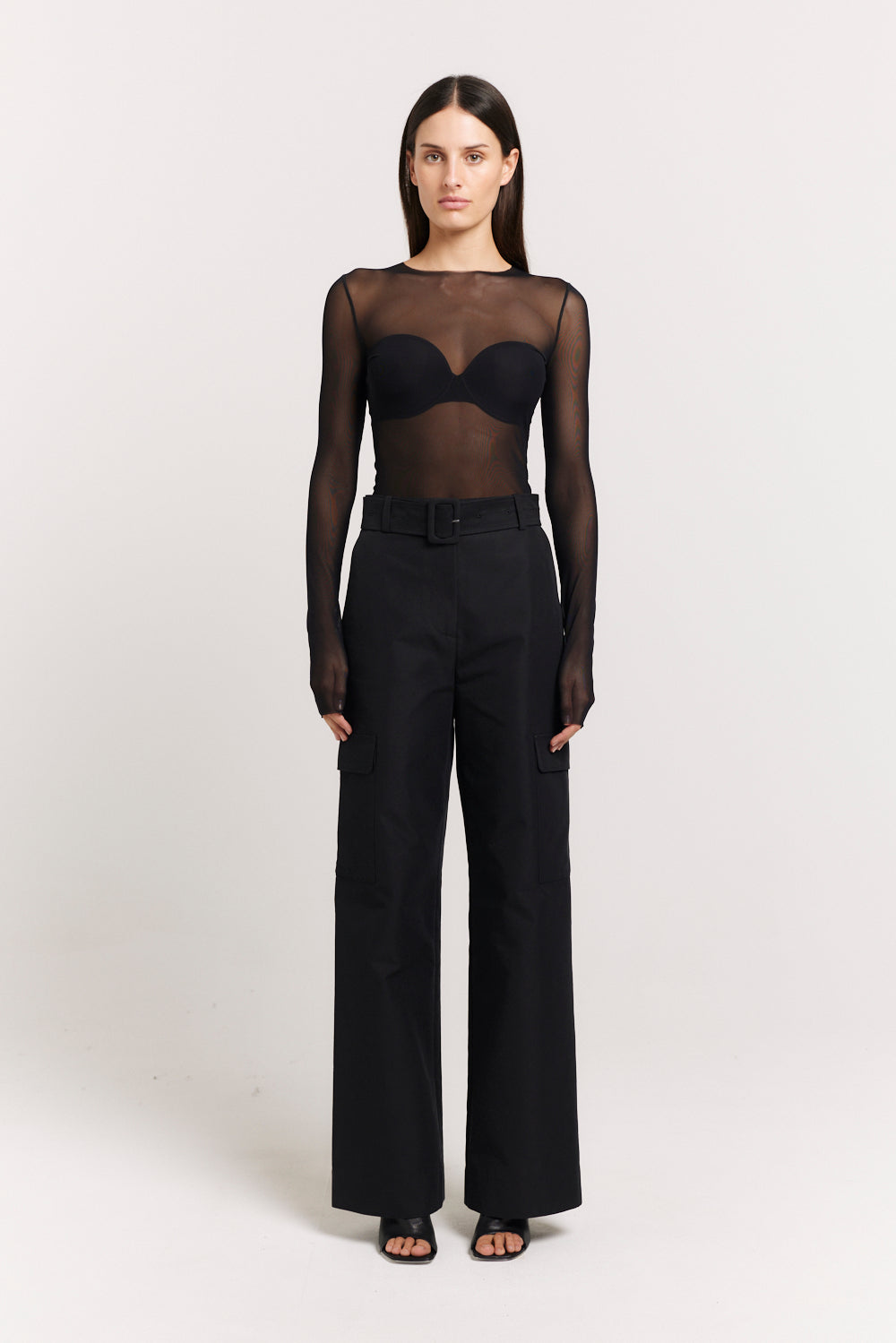 Black sheer sleeve top online