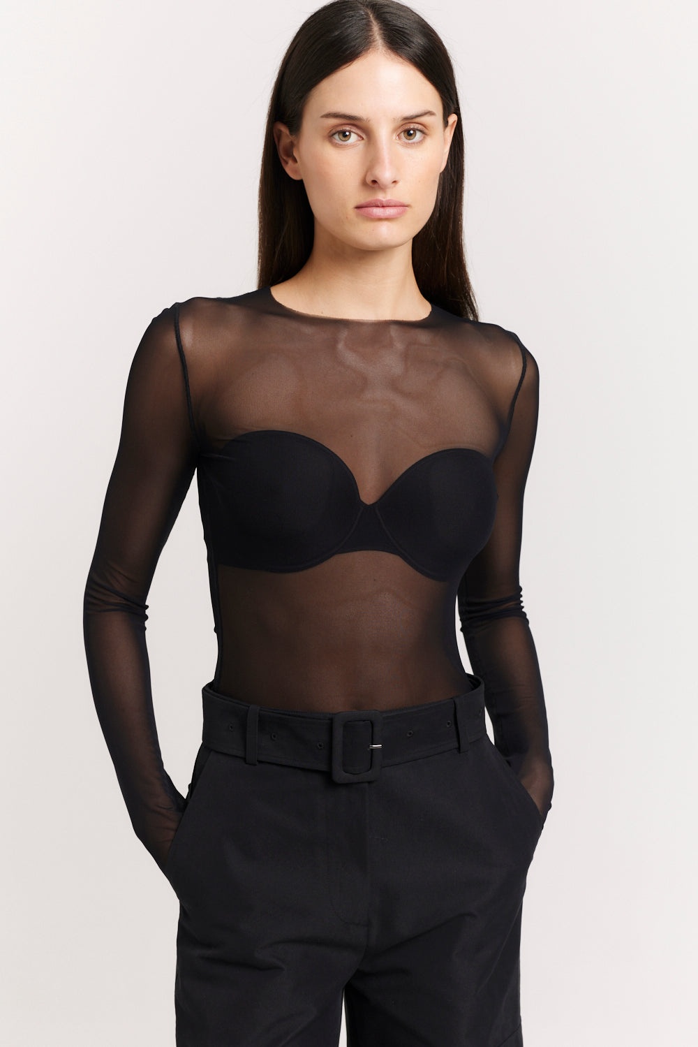 Rune Sheer Top Black Long Sleeve Henne