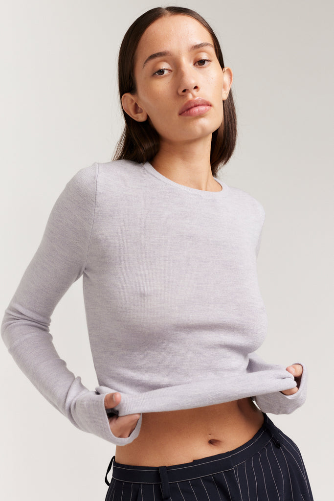 Carr Top | Grey Long Sleeve Knit Top | Henne