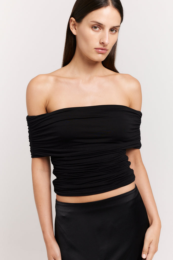 Luisa Top | Black Off Shoulder Top | Henne