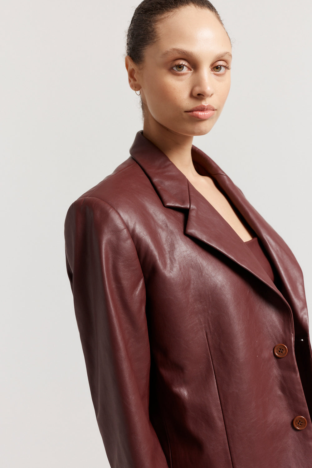 Burgundy leather clearance blazer