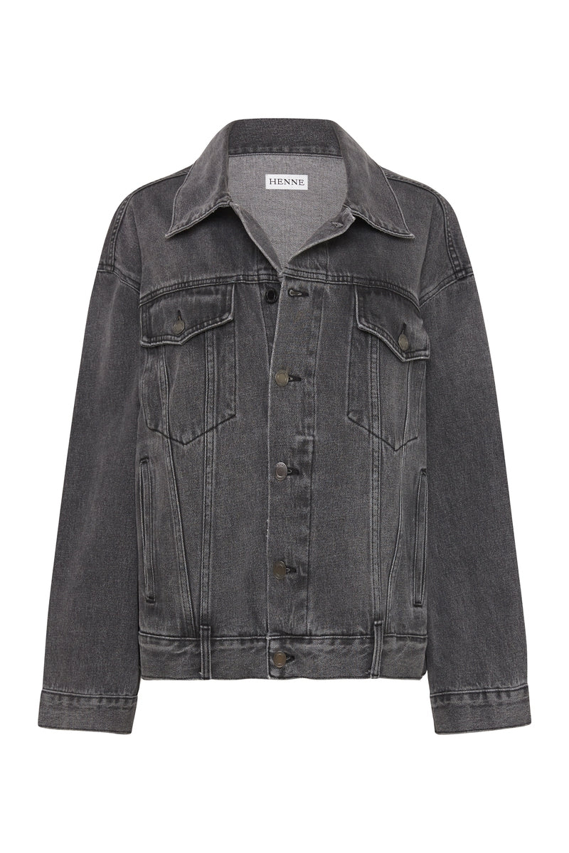 Grey black deals denim jacket